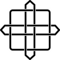 Square Overlapping Cross Celtic Icon In Stroke Style. vector