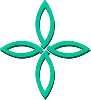 Teal Triangular Flower Celtic Icon In Flat Style. vector