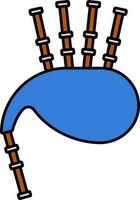 Brown And Blue Bagpipe Icon In Flat Style. vector