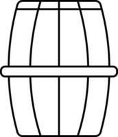 Black Linear Style Wooden Barrel Icon. vector