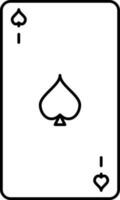 Spade Playing Card Icon In Black Line Art. vector
