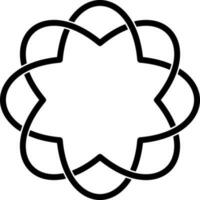 Black Linear Style Overlapping Flower Icon. vector