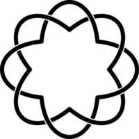 Black Linear Style Overlapping Flower Icon. vector