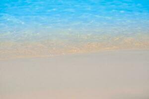 beautiful sandy beach and soft blue ocean wave. summer background concept photo