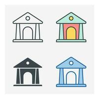 bank building icon symbol template for graphic and web design collection logo vector illustration