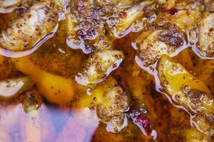 Raw mango pickle with mustard oil photo