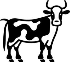 vaca - negro y blanco aislado icono - vector ilustración