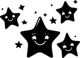 Stars - Black and White Isolated Icon - Vector illustration