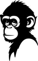 Monkey, Black and White Vector illustration