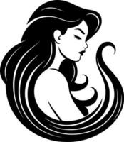 Mermaids - Black and White Isolated Icon - Vector illustration