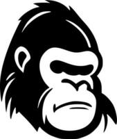 Gorilla Head, Black and White Vector illustration