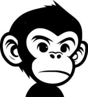 Monkey, Black and White Vector illustration