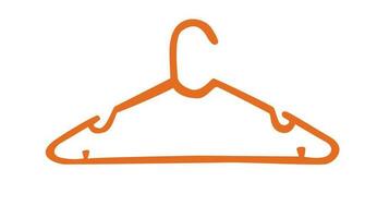 Orange plastic clothes hanger vector illustration. Flat vector isolated on white background. Plastic product. Cartoon style.