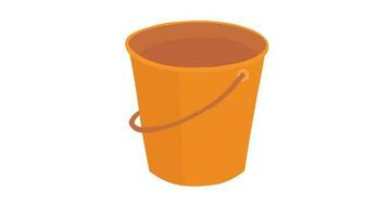 Plastic bucket vector illustration. Plastic waste concept. Water container icon.  Orange bucket clipart, flat vector in cartoon style isolated on white background.