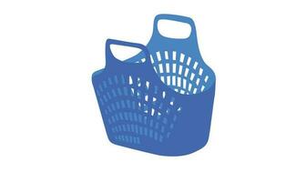 Vietnamese traditional market basket vector. Plastic basket vector. Plastic product. Flat vector illustration in cartoon style isolated on white background. Shopping basket vector.