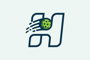 pickleball logo with a combination of letter h and a moving ball in line style for any business especially pickleball shops, pickleball training, clubs, etc. vector