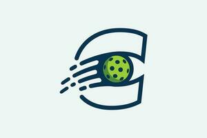 pickleball logo with a combination of letter c and a moving ball in line style for any business especially pickleball shops, pickleball training, clubs, etc. vector