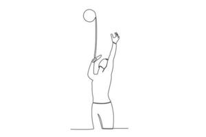 a boy playing volleyball casually vector