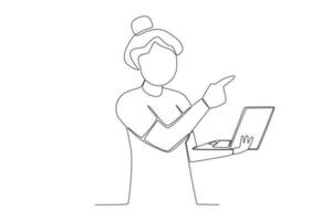 A reliable woman using a laptop vector