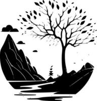 Autumn, Black and White Vector illustration