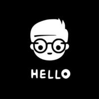 Hello - Black and White Isolated Icon - Vector illustration