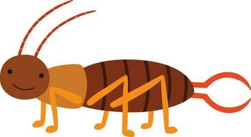 Crawling Earwig insect animal cartoon character vector