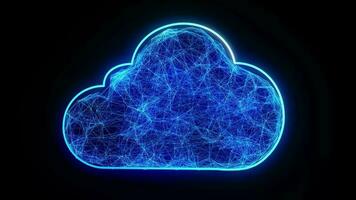 cloud computing Ai technology Data Transfer bits internet 5g blue background information Upload video