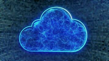 nube calcolo ai tecnologia dati trasferimento bit Internet 5g blu sfondo informazione caricare video