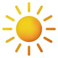 Yellow sun icon. Solar icon. Realistic sun icon for weather design. Trendy summer symbol. Vector illustration