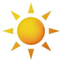 Yellow sun icon. Solar icon. Realistic sun icon for weather design. Trendy summer symbol. Vector illustration