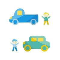 car man play drive game color elements vector