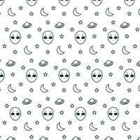 alien spaceships space stars coloring doodle line vector