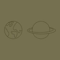 earth saturn planet space coloring line elements vector