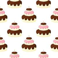 cake chocolate day birthday candle pattern vector