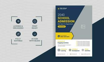 School admission kids education flyer template. Kids back to school education admission flyer poster layout template vector