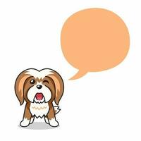 Cartoon character lhasa apso dog with speech bubble vector