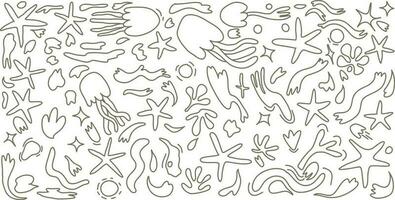 Beautiful underwater life doodle hand drawn vector