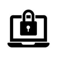 Padlock with laptop denoting vector of laptop security in modern style