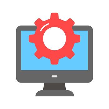 Computer setting vector design in trendy style, system configuration icon
