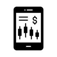 Data chart inside mobile showing vector of mobile data analysis in trendy style