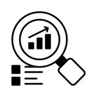 Growth chart under magnifier depicting vector design of business analysis