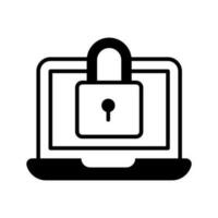 Padlock with laptop denoting vector of laptop security in modern style
