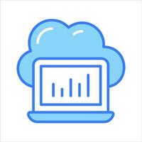 Chart in laptop with cloud showing concept vector of cloud analytics in modern style