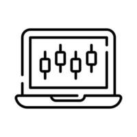 cuidadosamente diseñado icono de ordenador portátil análisis en de moda estilo, ordenador portátil datos analítica vector