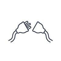 electric plug disconnected from a socket line icon vector