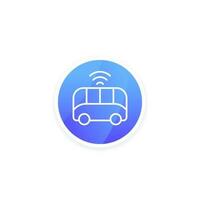 autonomous shuttle bus icon, modern city transport line vector design