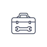 Tool box line icon with a wrench vector