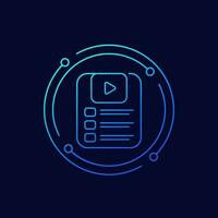 video playlist icon, linear design vector