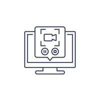 screen recording in computer line icon vector