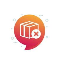 cancel order icon with a parcel or a box vector
